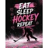 Eat Sleep Hockey Repeat Wide Ruled Notebook for Girls: 8.5 x 11 School Journal for Hockey Players, Class Notes pink and black team notebook: A bold ... for school notes, writing practice,