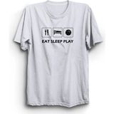 Eat - Sleep - Play, Basketbol, Basketball Baskılı, Unisex, %100 Pamuk Tişört - Beyaz