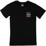 Eat Sleep Repeat Bassket Cep Tasarım Baskılı Siyah Tişört - 5XL