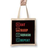 Eat Sleep Squash Player Racket Ball Sports Indoor Tennis Bez Çanta Uzun Saplı - Açık Bej - 40 X 40