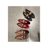 Eataly Shoes Cody Bordo Süet Gold Toka Detaylı Babet