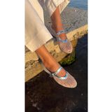 Eataly Shoes Cody Gümüş Simli Büyük File Kemer Detaylı Babet