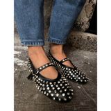 Eataly Shoes Disco Siyah Zımba Taşlı Babet