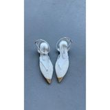 Eataly Shoes ICON Beyaz Dantel Bilekten Bağlı Babet