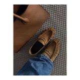Eataly Shoes Kadın Büzgülü Gerçek Deri Oxford Loafer Günlük Ayakkabı Camel