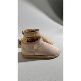 Eataly Shoes Ultra Mini Bej Süet Içi Tüylü Düz Taban Bilekte Bot