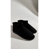 Eataly Shoes Ultra Mini Siyah Süet İçi Tüylü Düz Taban Bilekte Bot