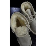 Eataly Shoes Yüksek Taban Bej Rengi Bağlamalı Içi Tüylü Kışlık Bot
