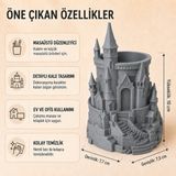 Eb Studio Gri Kale Tasarımlı Dekoratif Kalemlik – Masaüstü Ev ve Ofis Düzenleyici