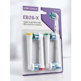 EB28-X Elektrikli Diş Fırçası Yedek Başlığı, Oral-B ile Uyumlu, Çok Açılı Kıllar, Derin Temizlik, Cross Action Uyumlu, 4'lü Paket