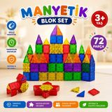 Eba Home 72 Parça Manyetik Yapı Blokları - Mıknatıslı Oyuncak Çocuklar Için Renkli 3 Boyutlu Kare Üçgen Oyun Seti Oyuncak Yap-Boz