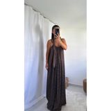 eBaa fashıon ŞALLI DESENLİ AYARLANABİLİR ASKILI UZUN ELBİSE