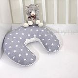 Ebabynest Bigstar Serisi Gri Beyaz Emzirme Yastığı 100 x 120 cm Pamuk Kumaş ile Konforlu Kullanım - Renkli