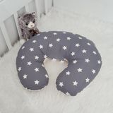 Ebabynest Bigstar Serisi Koyu Gri Yıldız Sarı Kombin Emzirme Yastığı - 100 x 120 cm - Renkli