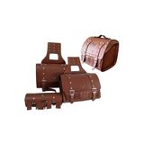 Ebakbak Motosiklet 4'lü Set Takım Deri Yan Heybe Sosis ve Arka Çanta Chopper Kahverengi Model Motor Çantası
