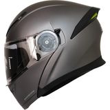 Ebakbak Motosiklet Çene Açılır Kask Ece 22.06 Sertifika Güneş Vizörü Motor Kaskı Mat Titanium - XL - Gri
