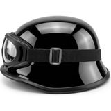 Ebakbak Motosiklet Chopper Kaskı Yarım Retro Cruiser Gözlüklü Kask Black - Siyah