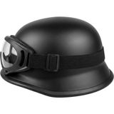 Ebakbak Motosiklet Chopper Kaskı Yarım Retro Cruiser Gözlüklü Kask Matt Black - XL - Siyah