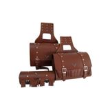 Ebakbak Motosiklet Deri Yan ve Sosis Çanta 3'lü Set Takım Chopper Kahverengi Model Motor Çantası