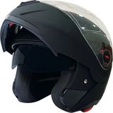 Ebakbak Motosiklet Kaskı Sertifikalı Ece Belgeli Çene Açılır Motosiklet Kaskı Güneş Vizörlü Mat Siyah - XL