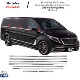 Ebal Oto Mercedes Vito W447 Krom Cam Alt Çıtaları 8 Parça (Tek Sürgülü Kapı-L3 ) 2014-2020 P.çelik - Gümüş