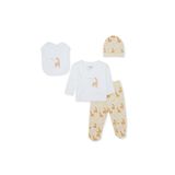 ebebek Hello Baby HelloBaby Erkek Bebek 5li Hastane Çıkışı Hayvan Baskılı Çıtçıtlı Zarf Yaka Long Sleeve Patikli