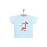 ebebek Hello Baby HelloBaby Erkek Bebek Basic Tişört Zürafa Desenli Bisiklet Yaka Kısa Kol Açık Mavi