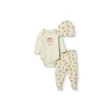ebebek Hello Baby HelloBaby Erkek Bebek Body-Alt-Şapka Dinozor Baskılı Çıtçıtlı Bisiklet Yaka Long Sleeve Patikli