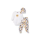 ebebek Hello Baby HelloBaby Erkek Bebek Body-Alt-Şapka Hayvan Baskılı Çıtçıtlı Bisiklet Yaka Uzun Kol Patikli