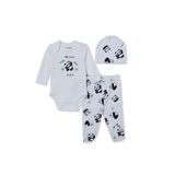 ebebek Hello Baby HelloBaby Erkek Bebek Body-Alt-Şapka Panda Baskılı Çıtçıtlı Bisiklet Yaka Long Sleeve Patikli