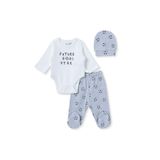 ebebek Hello Baby HelloBaby Erkek Bebek Body-Alt-Şapka Top Baskılı Çıtçıtlı Bisiklet Yaka Long Sleeve Patikli