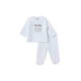 ebebek Hello Baby HelloBaby Erkek Bebek Kadife Alt-Sweatshirt Hayvan Baskılı Çıtçıtlı Bisiklet Yaka Uzun Kol Patikli