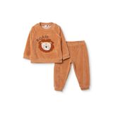 ebebek Hello Baby HelloBaby Erkek Bebek Kadife Pijama Takımı Hayvan Baskılı Çıtçıtlı Bisiklet Yaka Long Sleeve Ribanal
