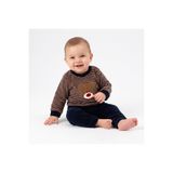 ebebek Hello Baby HelloBaby Erkek Bebek Kadife Sweatshirt-Alt Ayı Baskılı Çıtçıtlı Bisiklet Yaka Uzun Kol Patiksiz