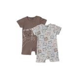 ebebek Hello Baby HelloBaby Erkek Bebek Kısa Tulum Hayvan Baskılı Çıtçıtlı Çıtçıtlı Yaka Kısa Kol Reçme