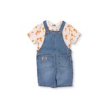 ebebek Hello Baby HelloBaby Erkek Bebek Salopet-Tişört Palmiye Baskılı Düğmeli Bisiklet Yaka Short Sleeve Reçme