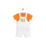 ebebek Hello Baby HelloBaby Erkek Bebek Şort Salopet-Tişört 2li Takım Bisiklet Yaka Reçme Paça Kısa Kol Turuncu