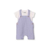 ebebek Hello Baby HelloBaby Erkek Bebek Şort Salopet-Tshirt Çizgili Düğmeli Bisiklet Yaka Uzun Kol Patiksiz