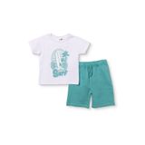 ebebek Hello Baby HelloBaby Erkek Bebek Tişört-Şort Palmiye Baskılı Bağcıklı Bisiklet Yaka Short Sleeve Reçme