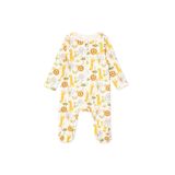 ebebek Hello Baby HelloBaby Erkek Bebek Tulum Hayvan Baskılı Fermuarlı Bisiklet Yaka Long Sleeve Patikli