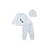ebebek Hello Baby HelloBaby Erkek Bebek Zıbın-Şapka-Alt Araba Baskılı Çıtçıtlı V Yaka Uzun Kol Patikli