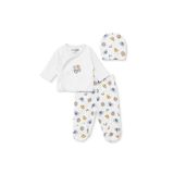 ebebek Hello Baby HelloBaby Erkek Bebek Zıbın-Şapka-Alt Hayvan Baskılı Çıtçıtlı Zarf Yaka Uzun Kol Patikli