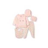 ebebek Hello Baby HelloBaby Kız Bebek 5li Hastane Çıkışı Çiçek Baskılı Çıtçıtlı Zarf Yaka Long Sleeve Patikli