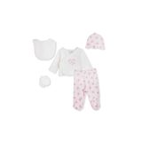ebebek Hello Baby HelloBaby Kız Bebek 5li Hastane Çıkışı Fiyonk Desenli Çıtçıtlı Bisiklet Yaka Long Sleeve Patikli