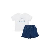 ebebek Hello Baby HelloBaby Kız Bebek Bluz-Şort Çiçek Baskılı Bisiklet Yaka Reçme