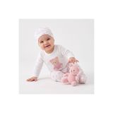 ebebek Hello Baby HelloBaby Kız Bebek Body-Alt-Şapka Hayvan Baskılı Çıtçıtlı Bisiklet Yaka Uzun Kol Patikli