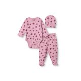 ebebek Hello Baby HelloBaby Kız Bebek Body-Alt-Şapka Kalp Baskılı Çıtçıtlı Bisiklet Yaka Uzun Kol Patiksiz