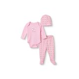 ebebek Hello Baby HelloBaby Kız Bebek Body-Alt-Şapka Kelebek Baskılı Çıtçıtlı Bisiklet Yaka Long Sleeve Patikli