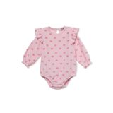 ebebek Hello Baby HelloBaby Kız Bebek Body Kalp Baskılı Çıtçıtlı Bisiklet Yaka Long Sleeve