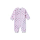 ebebek Hello Baby HelloBaby Kız Bebek Kadife Tulum Kalp Baskılı Çıtçıtlı Bisiklet Yaka Uzun Kol Patiksiz